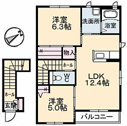 ドリームフォレストＳ 2階2LDKの間取り