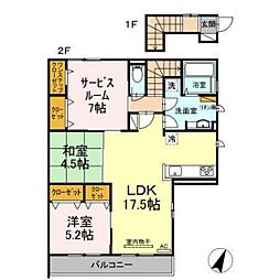 櫻宮 2階2SLDKの間取り