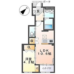 Camellia 1階1LDKの間取り
