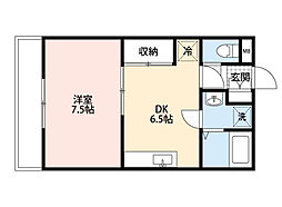 青木ビル 1DKの間取図画像