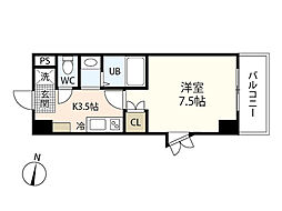 アトラクティブハイム 1Kの間取図画像