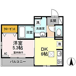 Aoiパレス 1DKの間取図画像