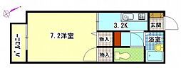 Fステージ緑井 1Kの間取図画像
