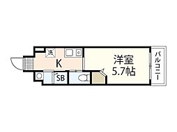 LEDOME府中 1Kの間取図画像