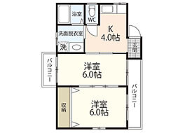 アイランドビル14 2DKの間取図画像