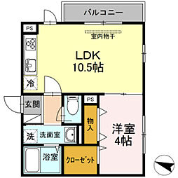アリエッタ下温品 1LDKの間取図画像