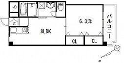 リビオーヌ五日市中央 1LDKの間取図画像
