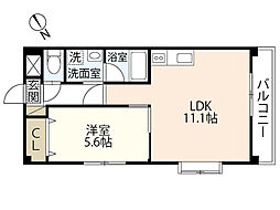 コンフォール空港通り 1LDKの間取図画像