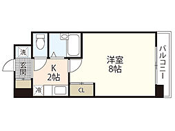 ユーアイビル西観音 1Kの間取図画像