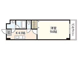ピアチェーレ皆実 1Kの間取図画像