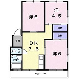 細沢マンション 3DKの間取図画像