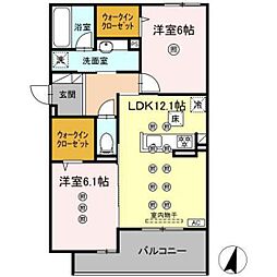 フィオーレ 2LDKの間取図画像