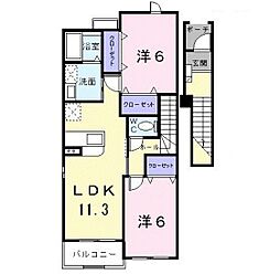 カーサセレノA 2LDKの間取図画像