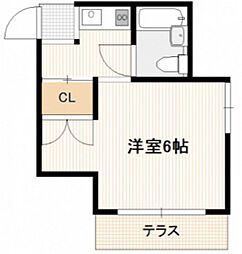 クラバウターマン 1Kの間取図画像