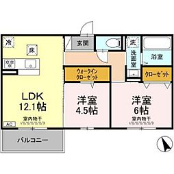 セジュールST B棟 2LDKの間取図画像