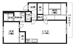 アピア中筋 2LDKの間取図画像