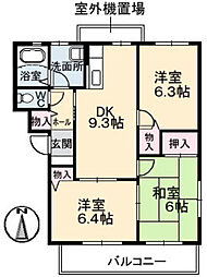 ヴィラージュ帆立C 3DKの間取図画像