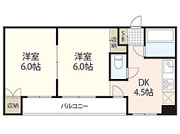 ステラ舟入中町ビル 2DKの間取図画像