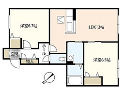 フラットスクエア庚午北 2LDKの間取図画像