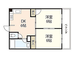 堀田ビル 2DKの間取図画像