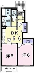 サン.セレーノA 2DKの間取図画像