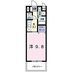 ロンディネ・B 1Kの間取図画像