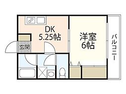 太陽ビル 1DKの間取図画像