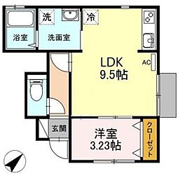 クレール18 1LDKの間取図画像