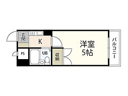 コート上東雲 1Kの間取図画像