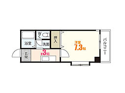 フォブール井川 1Kの間取図画像