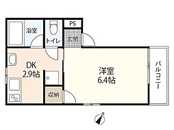 DAIKOU三筋 1Kの間取図画像