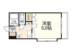 ロアール上天満 1Kの間取図画像