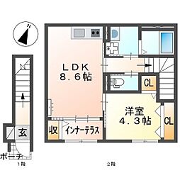 仮)スターテラスII中野東 1LDKの間取図画像