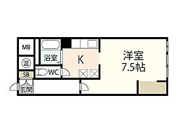 佐伯ビル舟入コータース 1Kの間取図画像