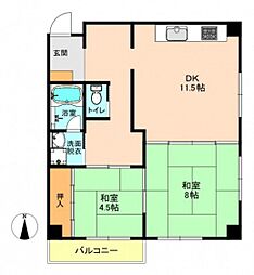 リバーサイド舟入 2LDKの間取図画像