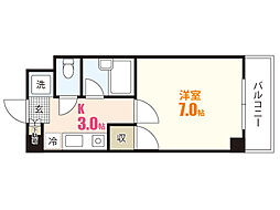 プーテゥジュール5番街 1Kの間取図画像