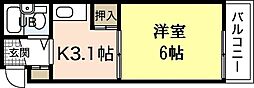 SS江波ビル 1Kの間取図画像