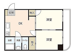 宇品川手ビル 2LDKの間取図画像