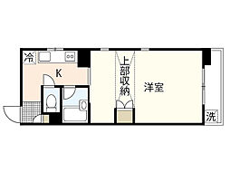 JR山陽本線 広島駅 徒歩18分の賃貸マンション 2階1Kの間取り
