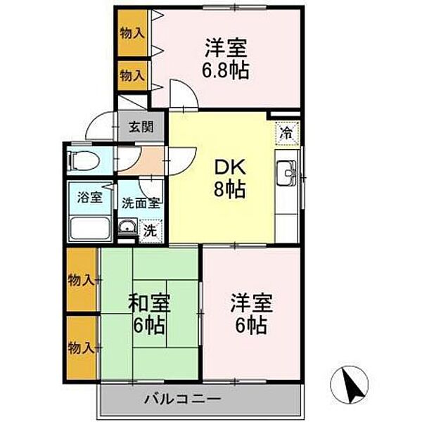 広島県広島市安佐南区緑井7丁目(賃貸アパート3DK・2階・59.50㎡)の写真 その2