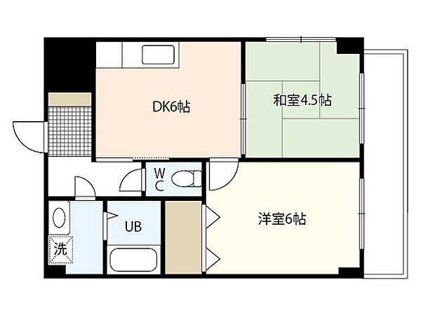 広島県広島市西区打越町(賃貸マンション2DK・2階・38.34㎡)の写真 その2