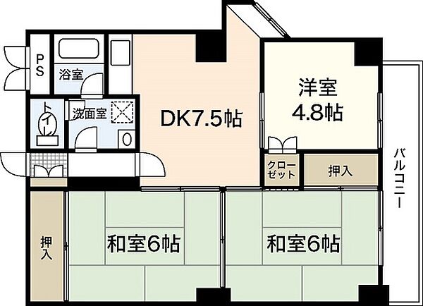 ロアール住吉町 ｜広島県広島市中区住吉町(賃貸マンション3DK・4階・57.00㎡)の写真 その2