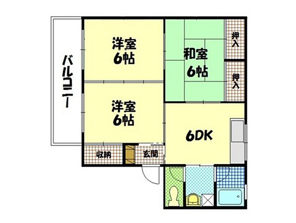 広島県安芸郡府中町大通2丁目(賃貸アパート3DK・1階・60.00㎡)の写真 その2