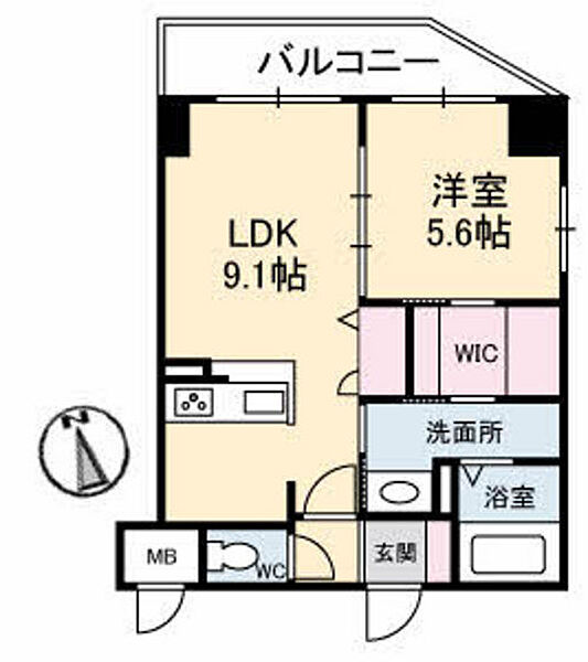 La montagne(ラ　モンターニュ) ｜広島県広島市東区光が丘(賃貸マンション1LDK・7階・43.26㎡)の写真 その2