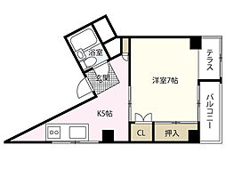 宮田ビル 1Kの間取図画像