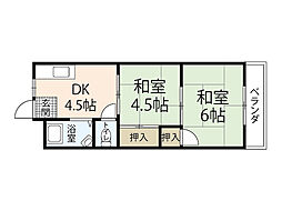 向井コーポ 2DKの間取図画像