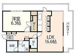 アーバンビューグランドタワー 1LDKの間取図画像