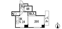 シティコーポいのうえ 1DKの間取図画像