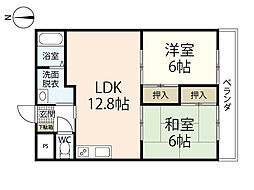 サンピア西原 2LDKの間取図画像