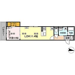 VILLA HAKUYO 1LDKの間取図画像